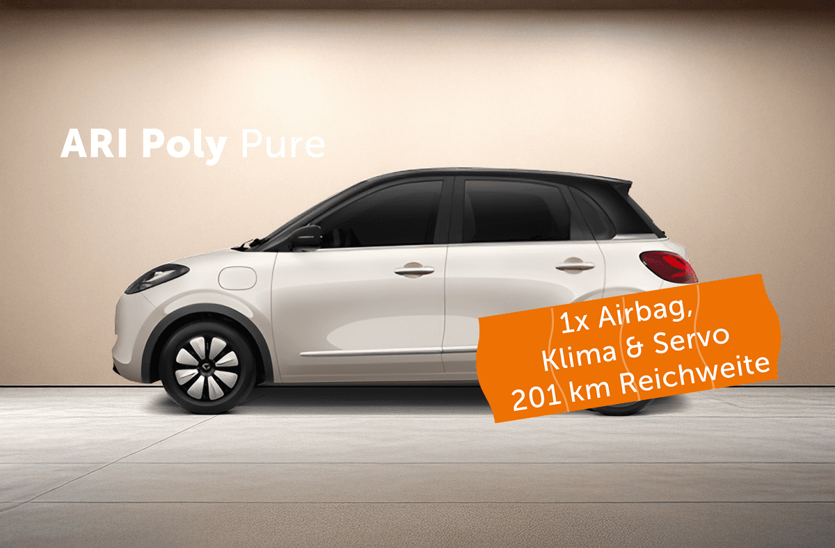 ARI Poly Elektroauto in der Variante: Pure – das clevere Einstiegsmodell