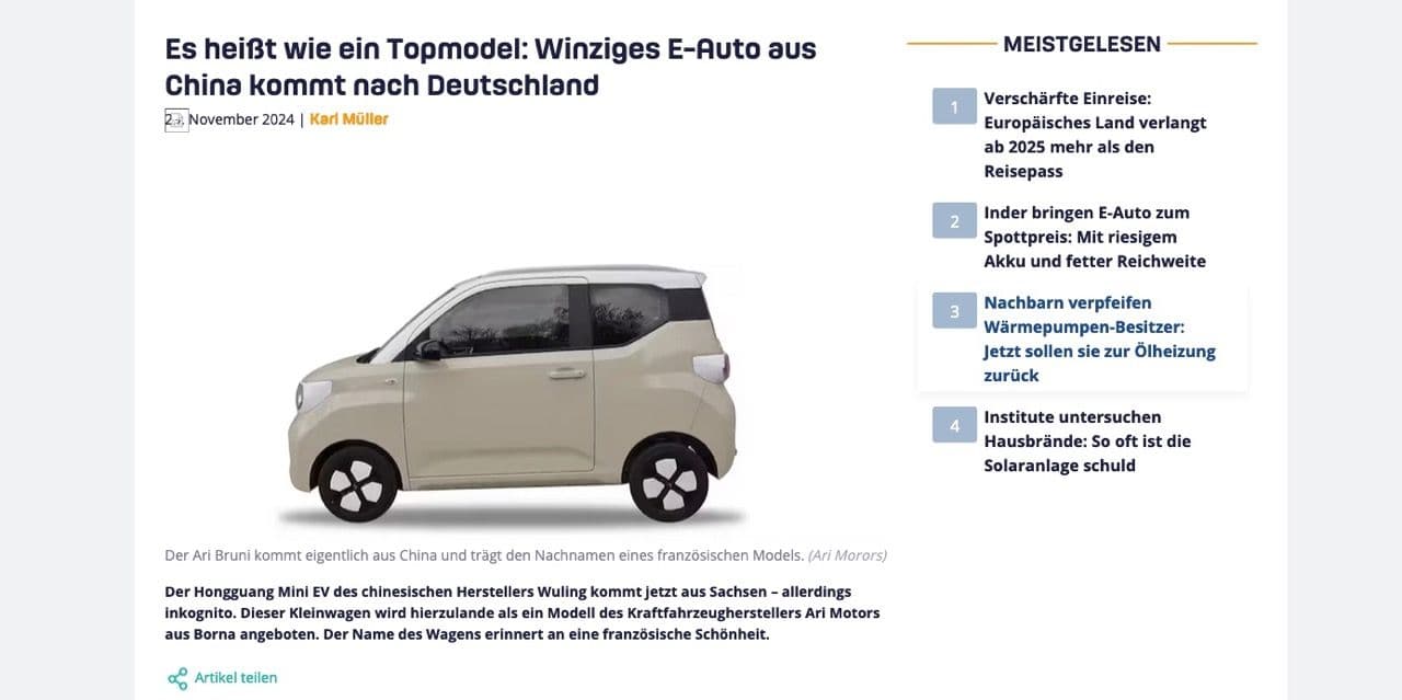 EFahrer stellt Elektroauto Bruni von ARI Motors vor