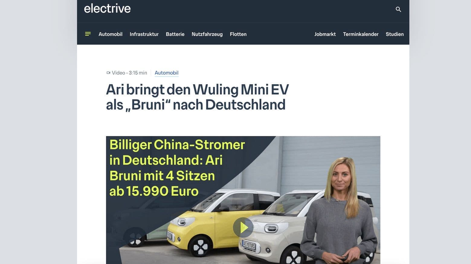 Electrive berichtet: ARI Motors bringt Viersitzer Bruni