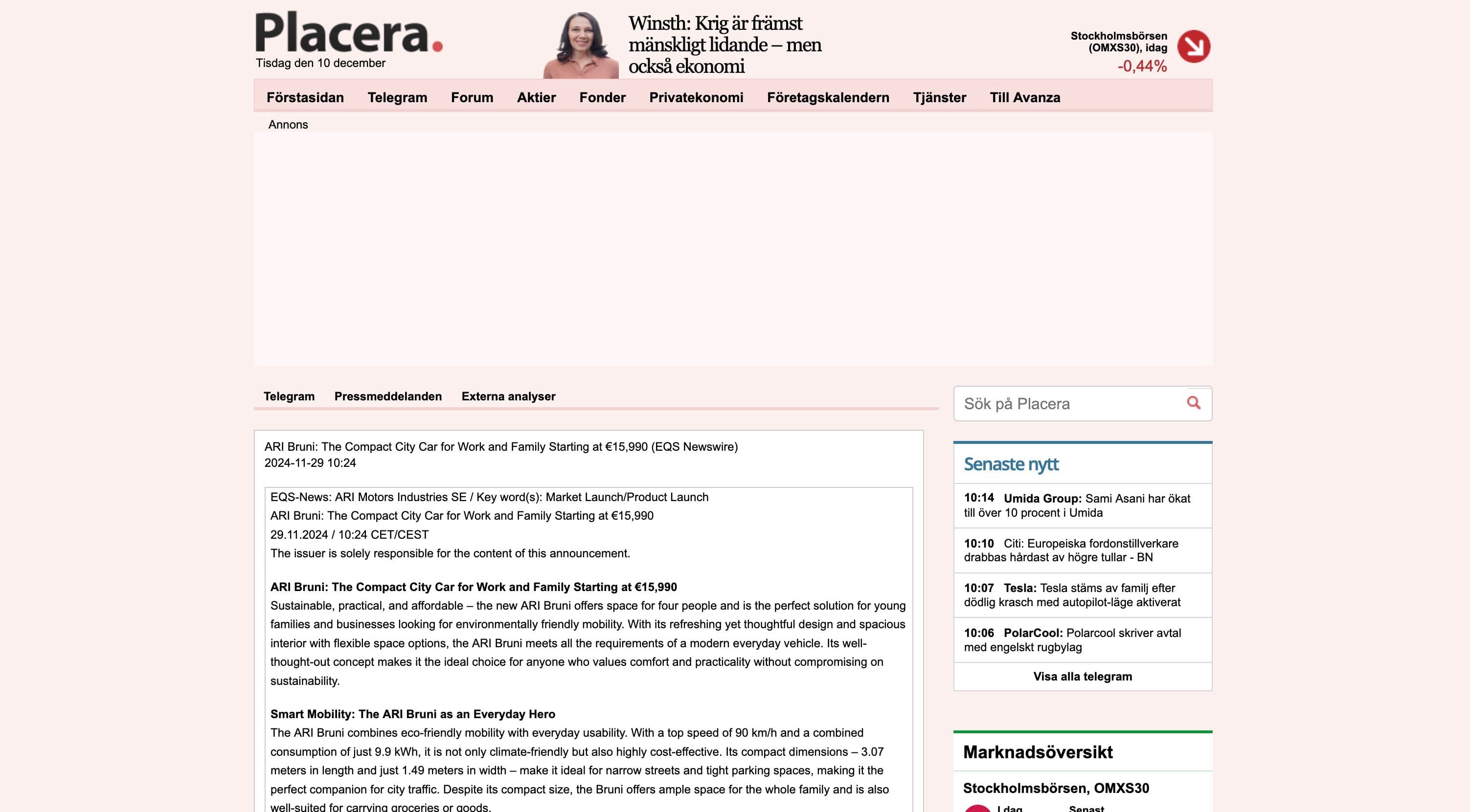 Placera über den ARI Bruni Elektrokleinwagen