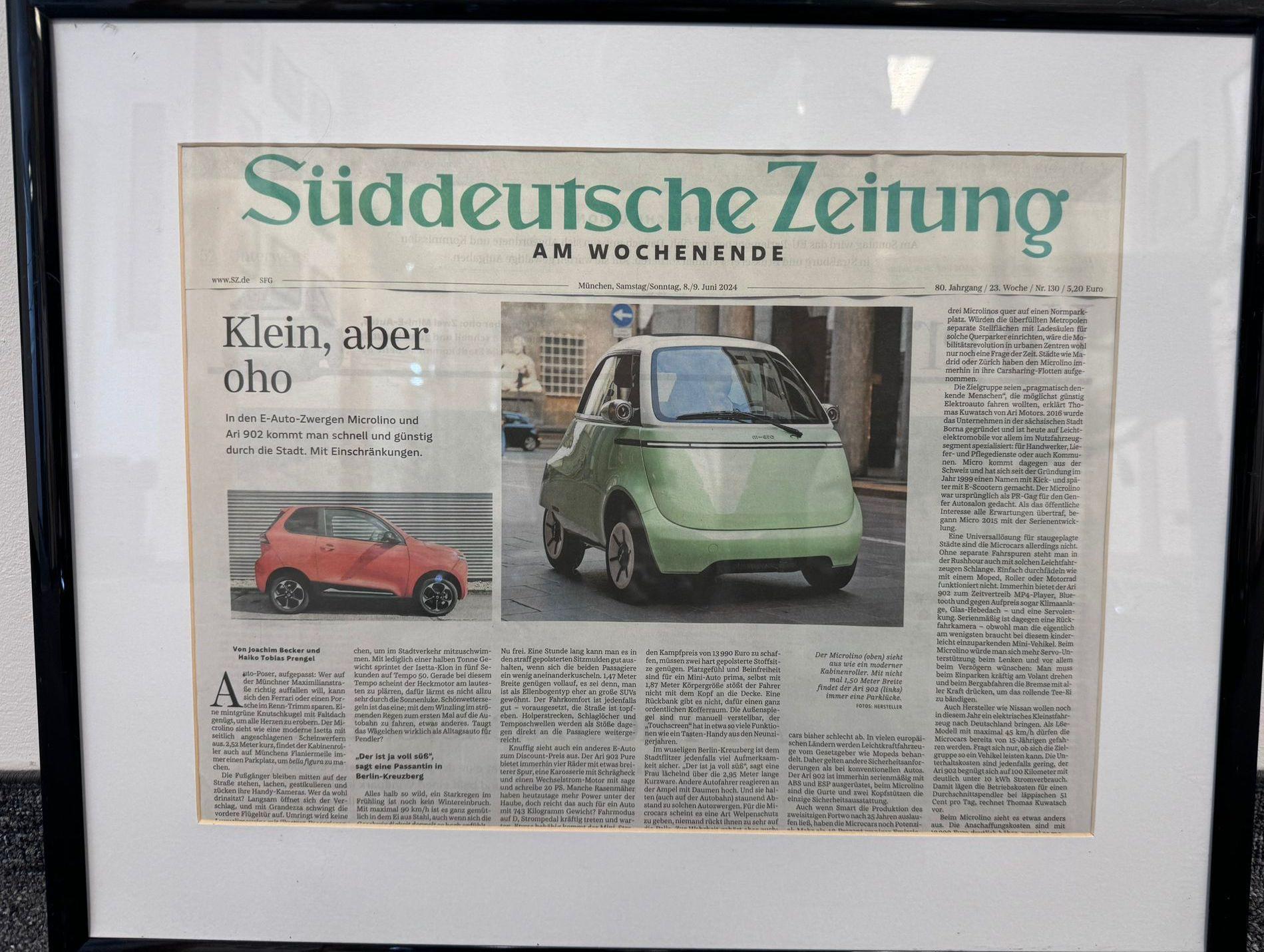 Süddeutsche Zeitung über den ARI 902 als kleines und bezahlbares E-Auto