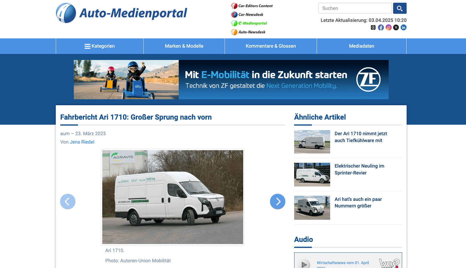 ARI 1710 Elektrotransporter im Test bei Auto-Medienportal