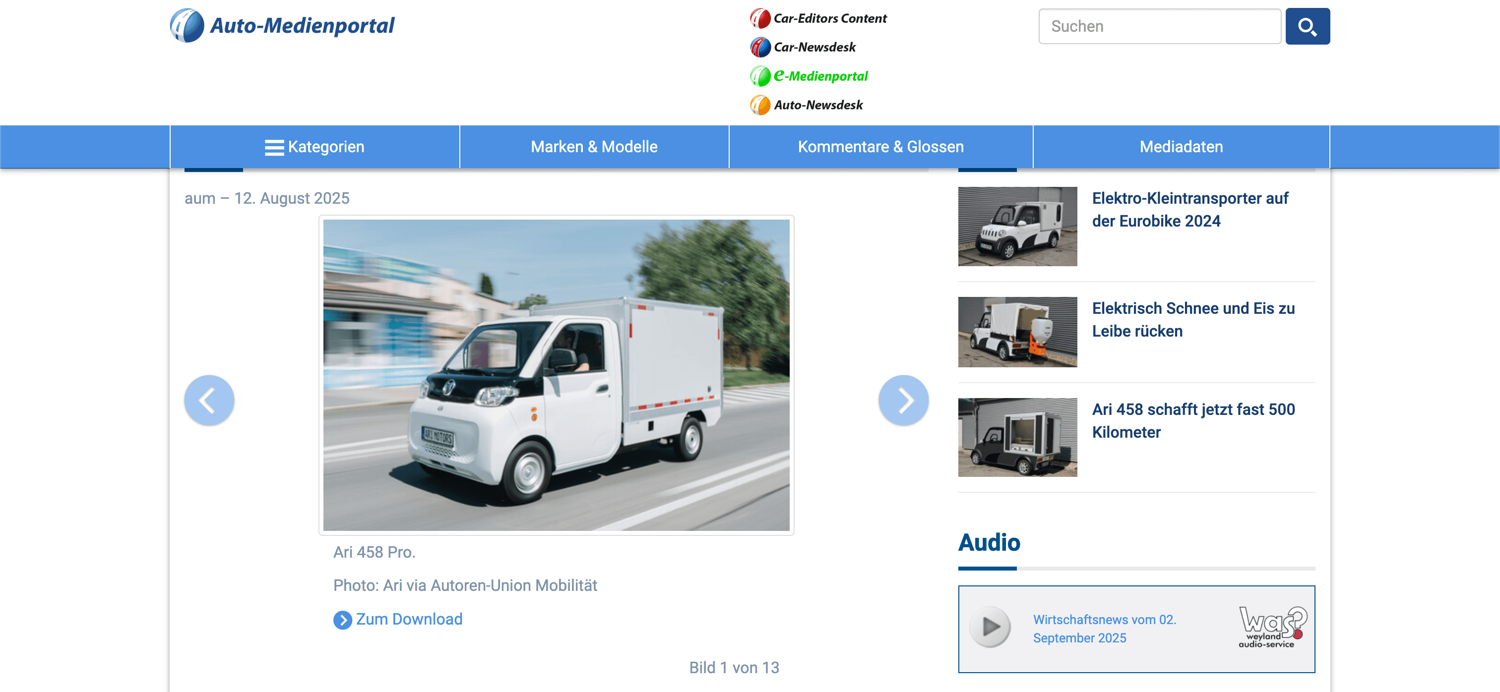 Automedienportal: ARI 458 Pro – größter elektrischer L7e-Kleintransporter mit hoher Nutzlast