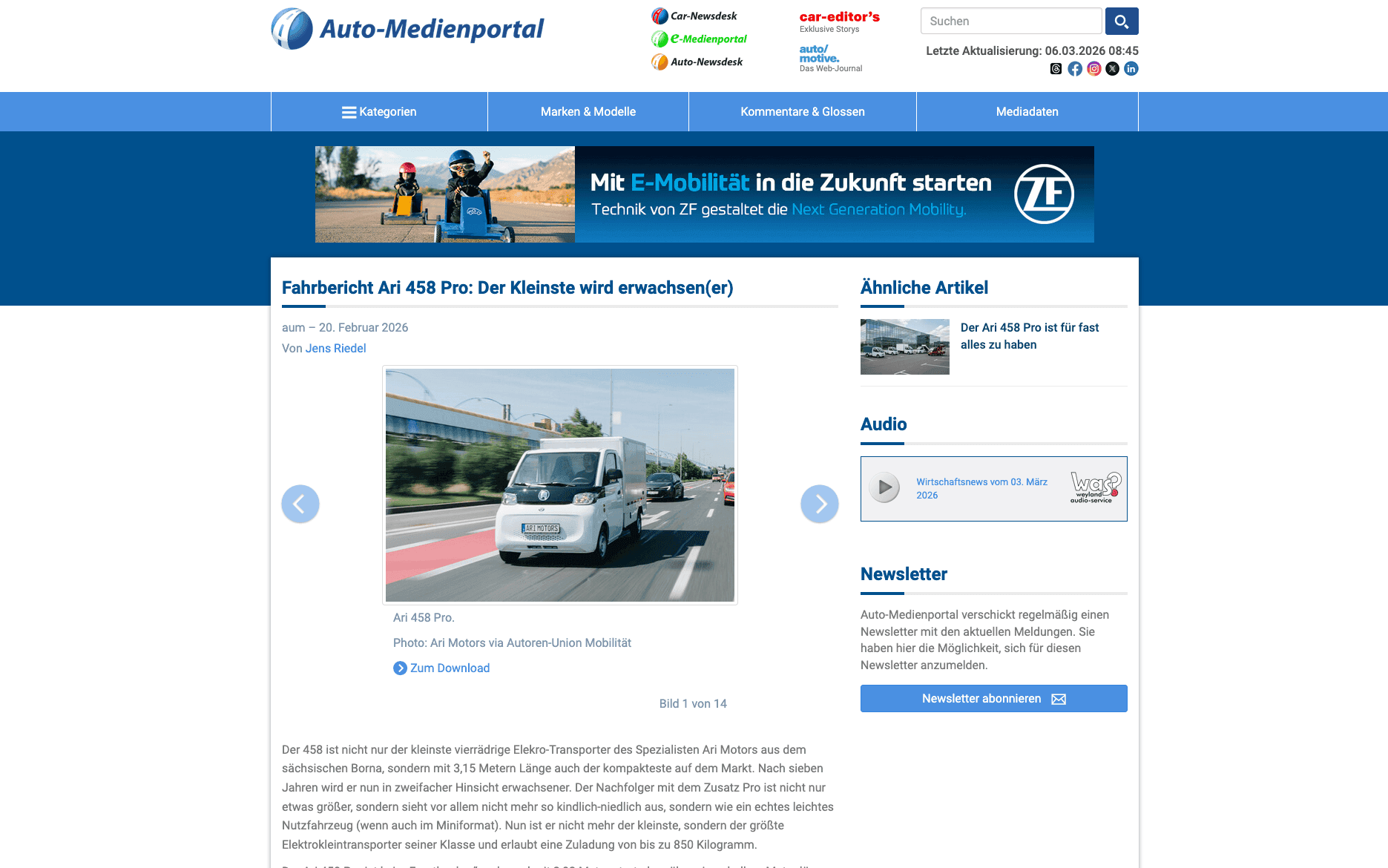 Fahrbericht im Auto-Medienportal: ARI 458 Pro wird größer, vielseitiger und erwachsener