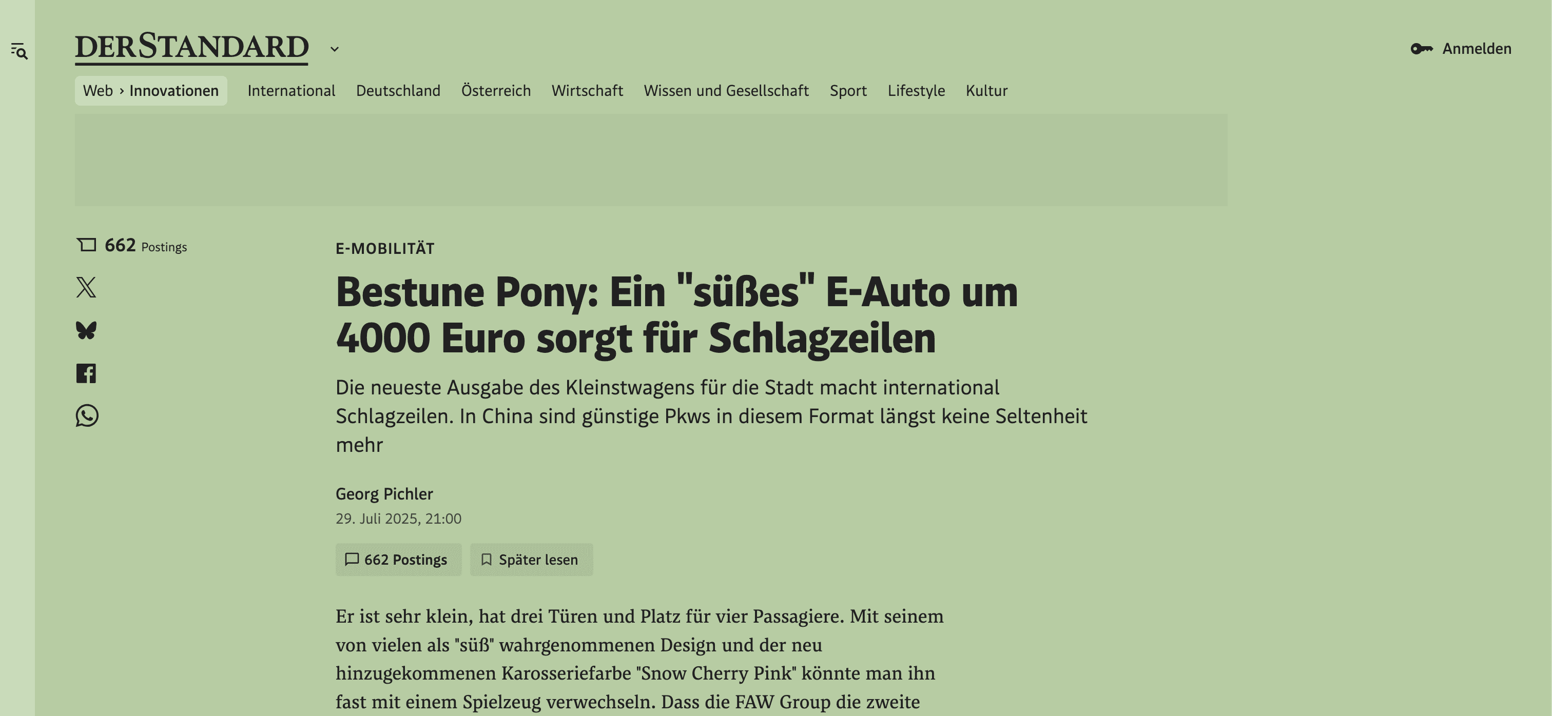 Der Standard berichtet über kleine, preiswerte E-Autos und stellt den ARI Bruni vor