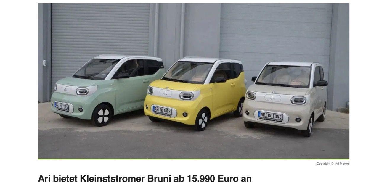 ElektroautoNews berichtet: “Ari bietet Kleinststromer Bruni ab 15.990 Euro an”