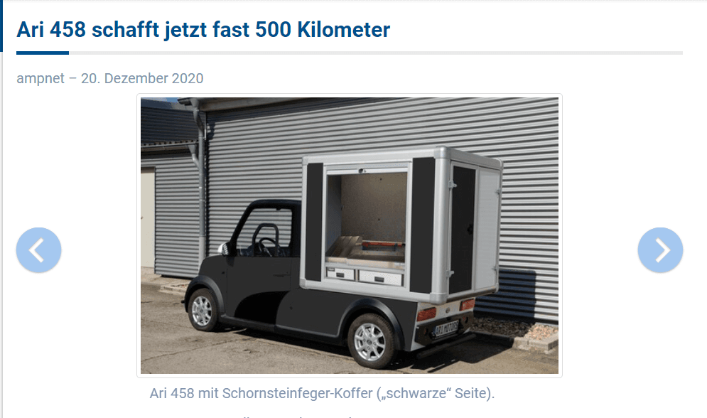 Auto-Medienportal über verbesserten ARI 458 mit 500 km Reichweite