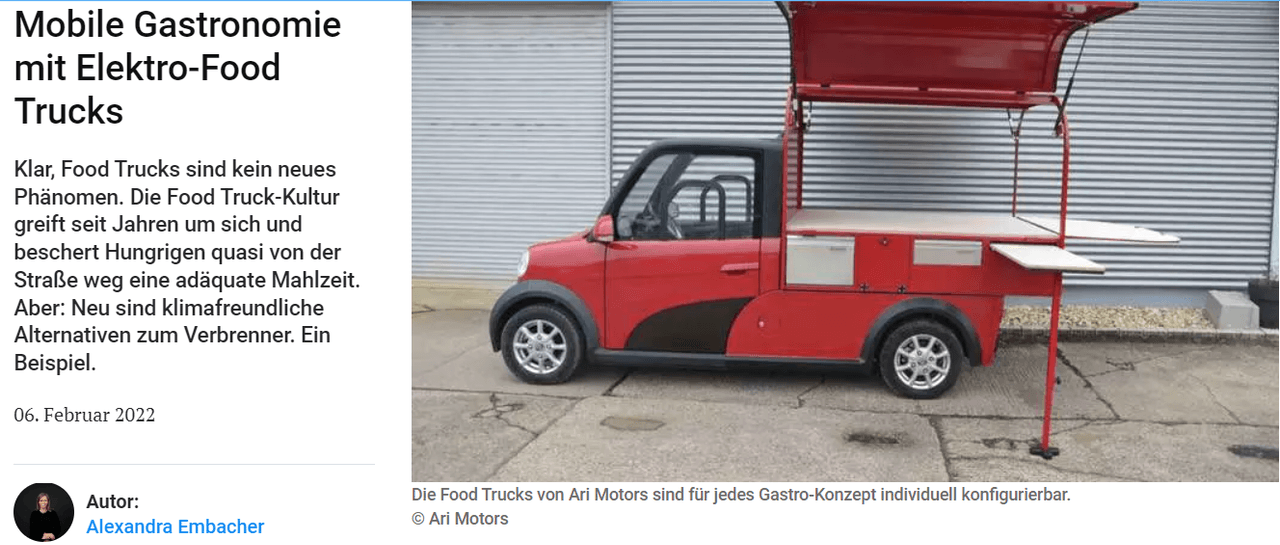 Falstaff über die Bedeutung der ARI Food Trucks für die “Grüne Welle” in der Gastro