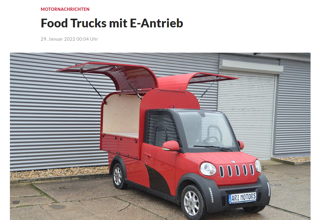 “Nachrichten” aus Österreich berichten über die elektrischen Food Trucks von ARI Motors