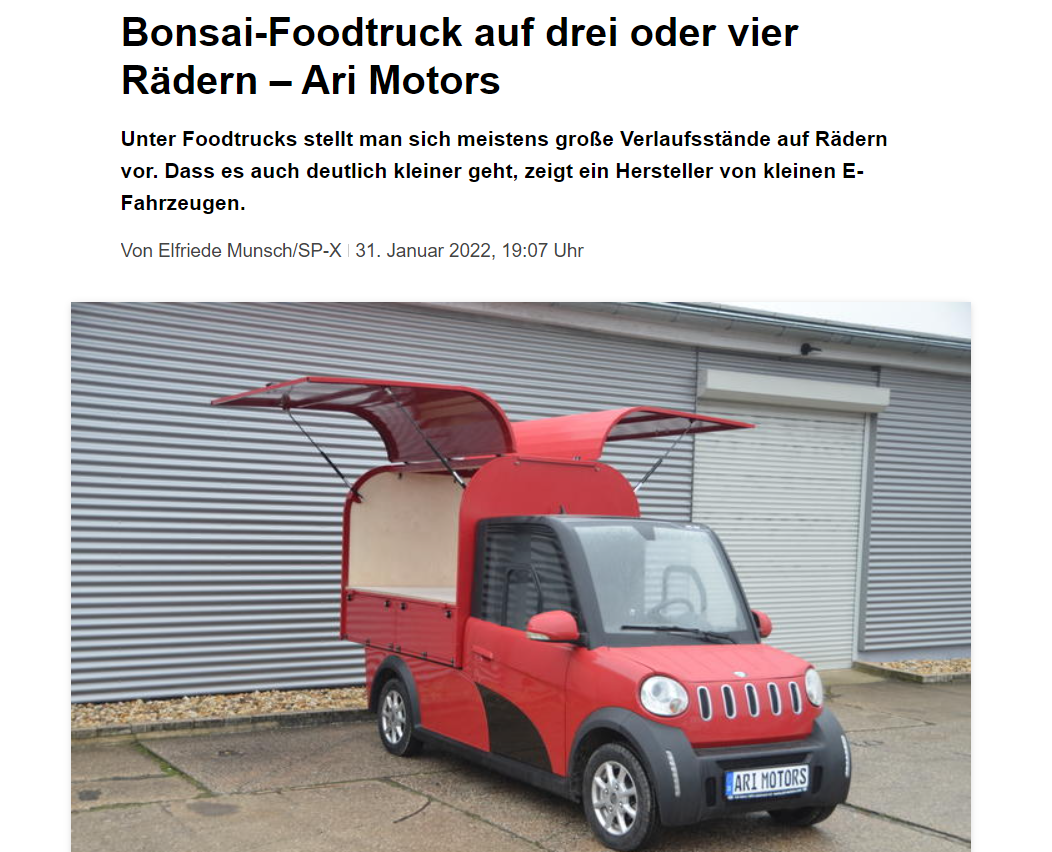 Rhein-Zeitung über die kleine ARI-Food-Truck-Alternative zu großen Verkaufsständen