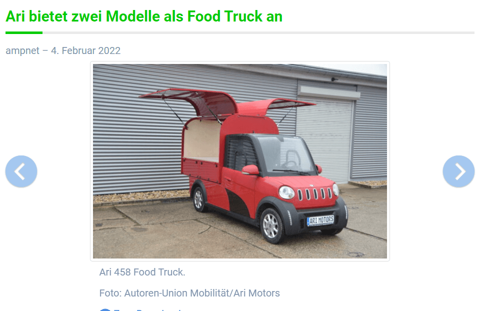 e-Medienportal informuje o nowych wariantach Food-Trucków ARI 345 i ARI 458.