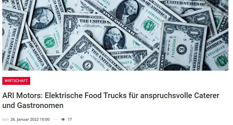 Top News berichten über individuell konfigurierbare Food Trucks von ARI Motors