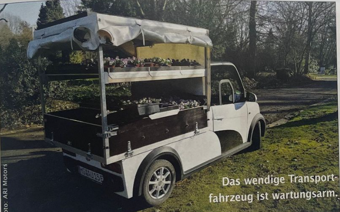 Zeitschrift “Friedhofskultur” über den Einsatz von ARI-Elektrofahrzeugen in der Anlagenpflege