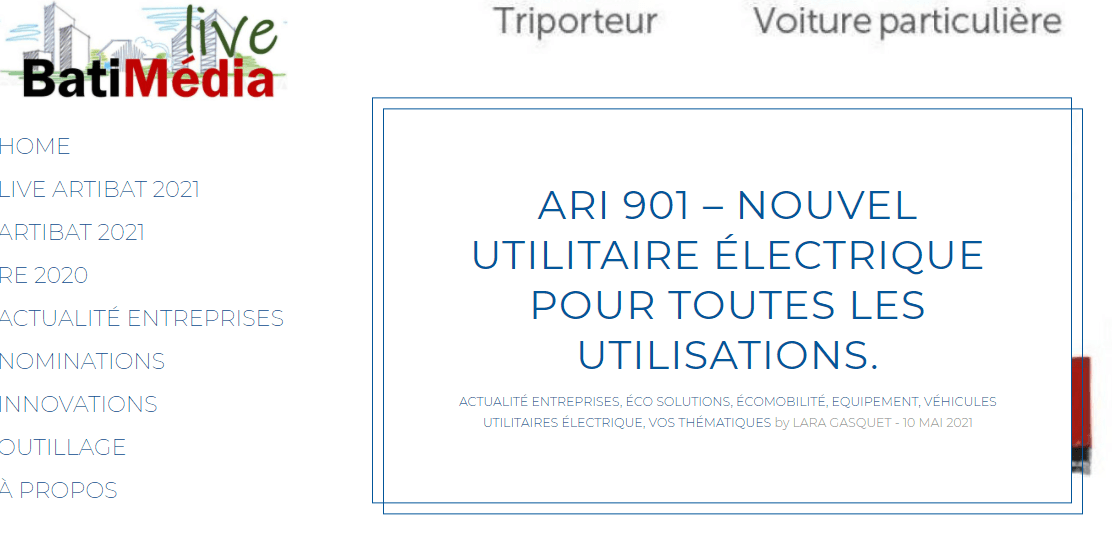 Batimédia begeistert über Eintritt des ARI 901 auf den französischen Elektrofahrzeug- Markt