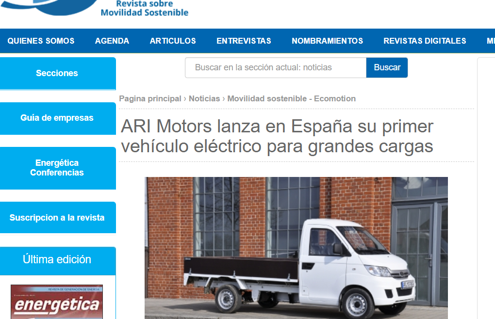 Ecomotion über den Eintritt des ARI 901 auf den-spanischen Markt