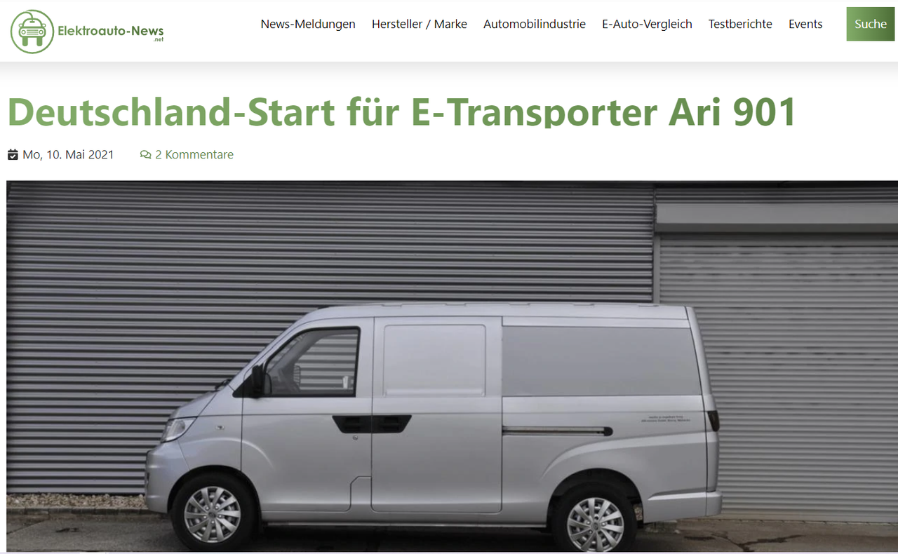 Elektroauto News über den Markteintritt des ARI 901 in Deutschland