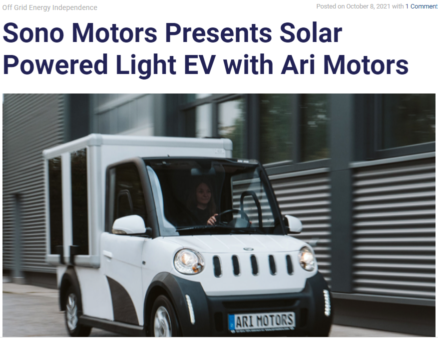 OFF GRID berichtet über solarbetriebenen Leichttransporter ARI 458 Solar