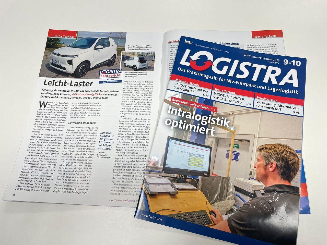 Logistra z recenzją prasową na temat ARI 902, lekkiego ciężarówki od ARI Motors.