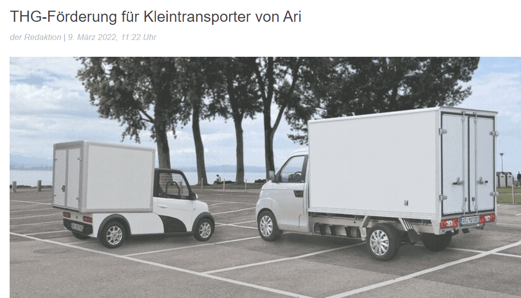 Auto-Medienportal über THG-Förderung für ARI Elektrofahrzeuge