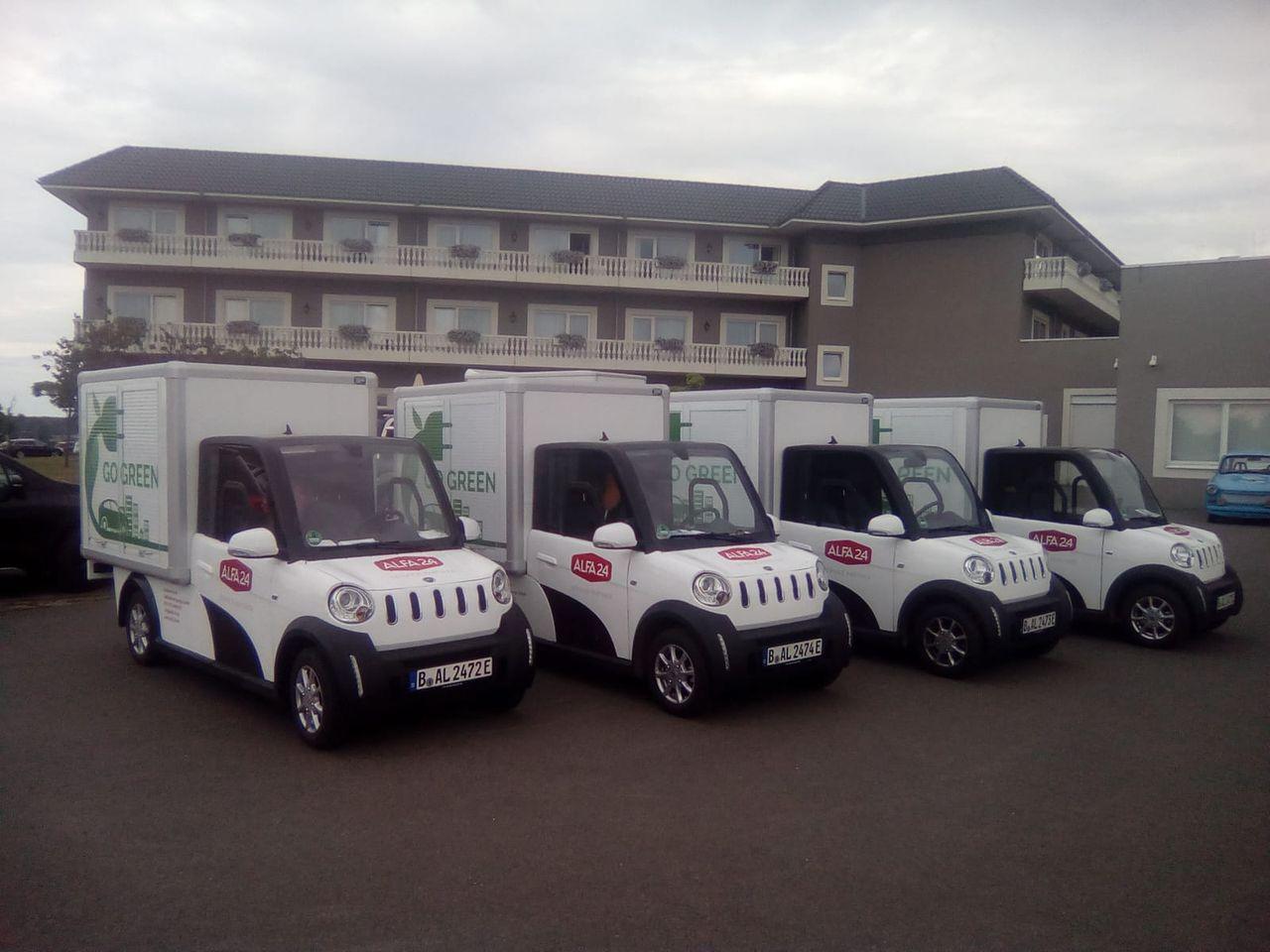 Four ARI 458 with customized vehicle bodies at the Van der Valk resort at the Baltic Sea