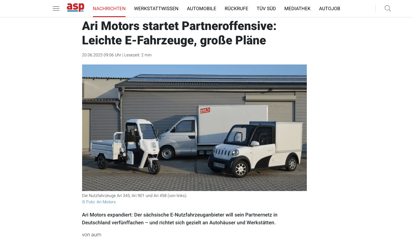 auto service praxis berichtet über die Ausweitung des Händlernetzwerks von ARI Motors
