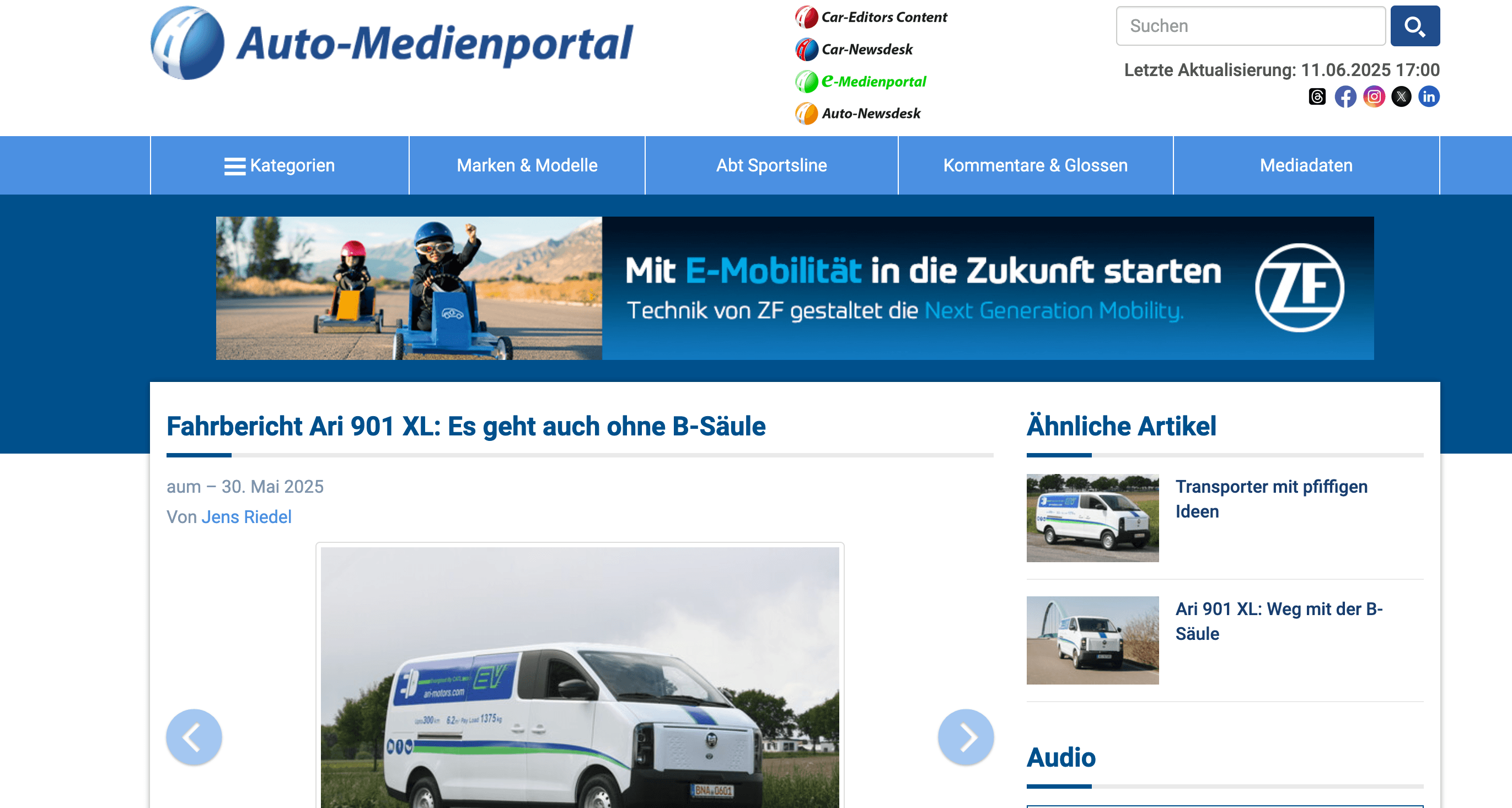 Auto-Medienportal über den ARI 901 XL: Neuer E-Transporter punktet mit Ladevolumen, Variabilität und cleveren Details